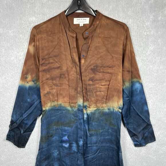 ANTHROPOLOGIE CLOTH & STONE PERLA TIE DYE MAXI SHIRT DRESS WOMEN’S SZ MEDIUM - Picture 2 of 13